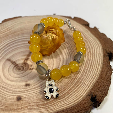Jelly and aura beads bracelet with panda charm - Fatatun
