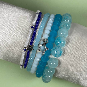 Bubble blue stack bracelet