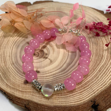 Jelly beads bracelet with aura bead charm - Fatatun