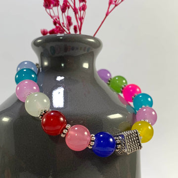 Jelly mix colour beads bracelet with charm - Fatatun