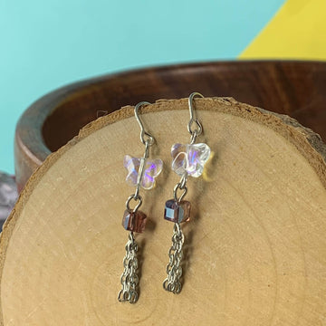 Glass butterfly hanging earrings - Fatatun