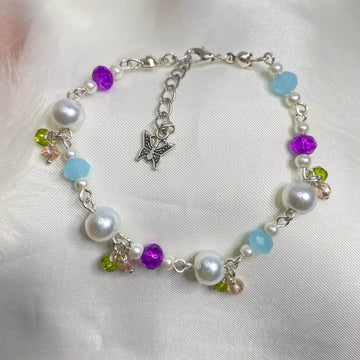 Purple Blue blend Celestial Elegance Beads charms bracelet - Fatatun