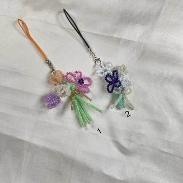 Phone or Handbag hanging Charms hand made beaded flowers bouquet - Fatatun
