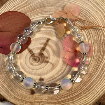 Glass and aura beads bracelet - Fatatun
