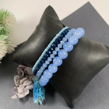 stack bracelets Glass, Crystal, seed beads Set of 4 ( multiple colours )