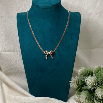 Rose Gold Bow Necklace Anti-Tarnish