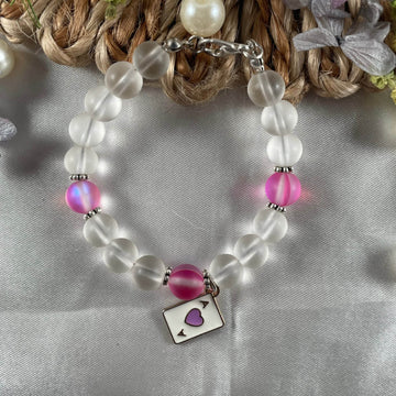Premium aura and Jelly beads bracelet with charm - Fatatun