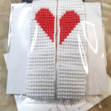 Beaded Loom bracelet Heart design Handmade - Fatatun