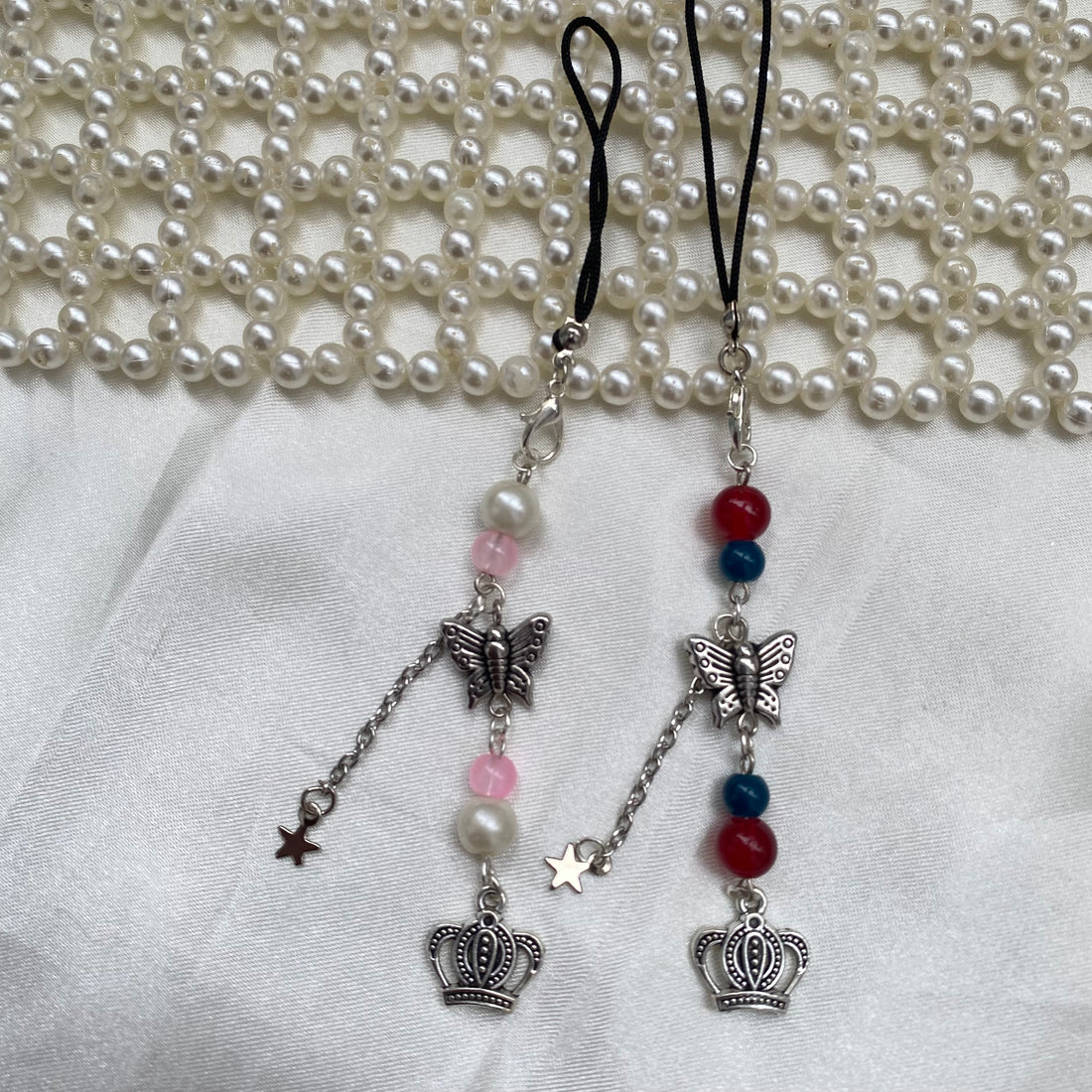 Phone Charms | pink and red butterfly Crown combi