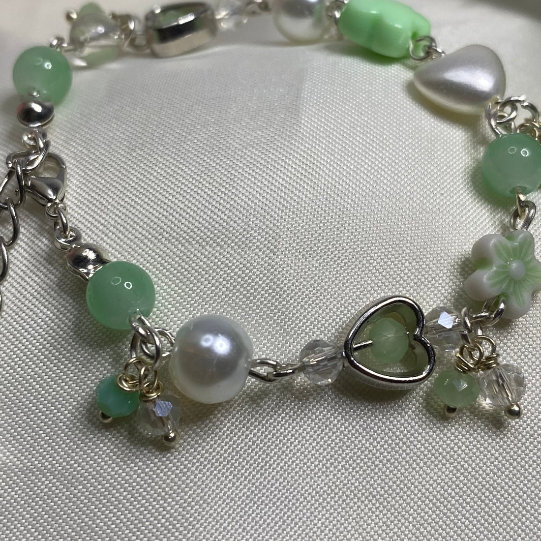 Light green & pearl blend Celestial Elegance beads charms bracelet