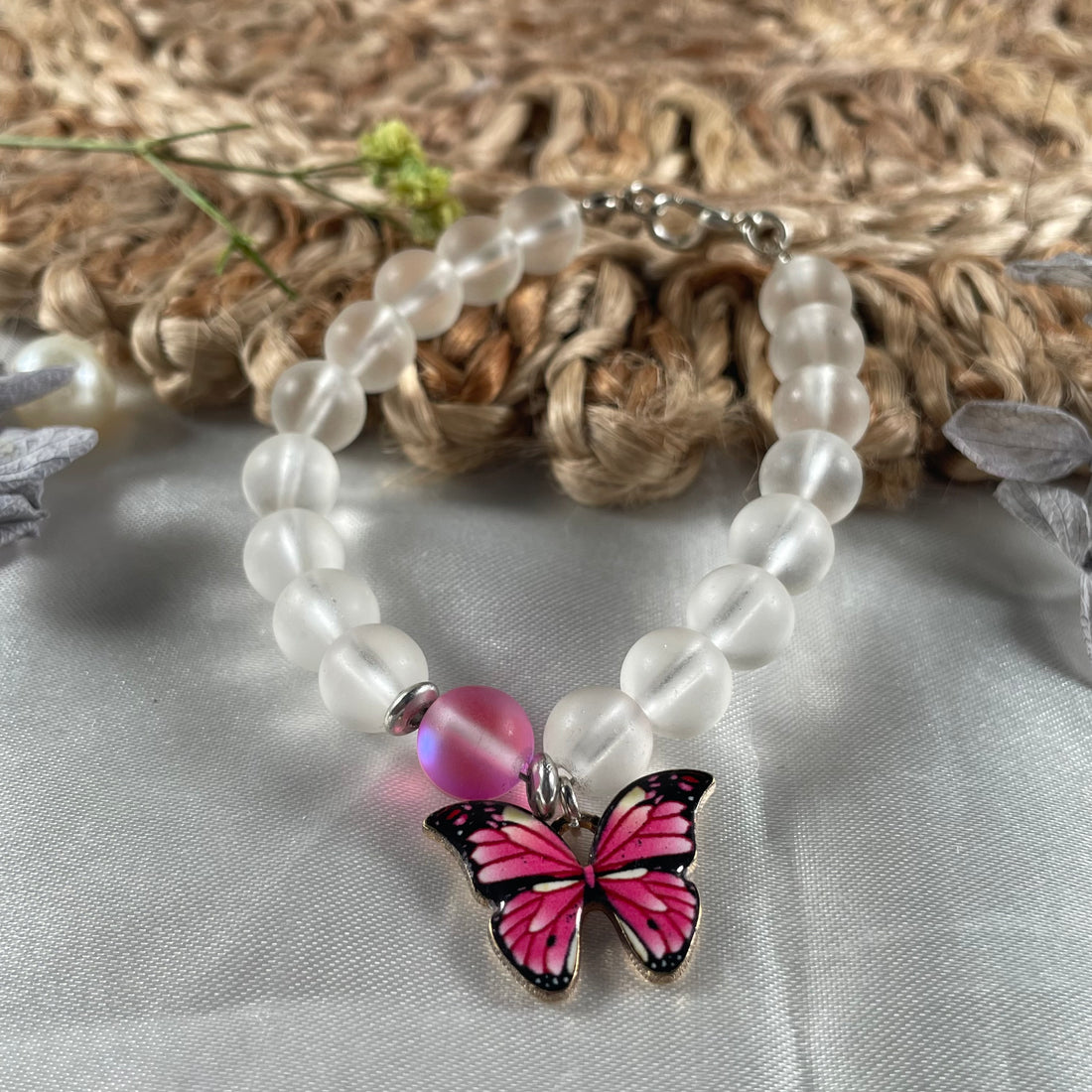 Premium beads bracelet with butterfly charm