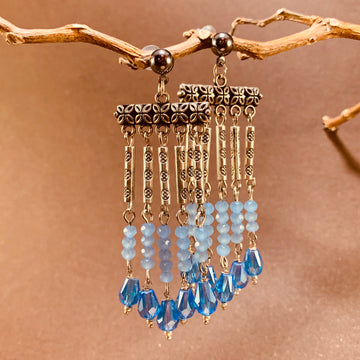 Blue Fringe Earrings