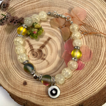 Jelly and aura beads bracelet with eye charm