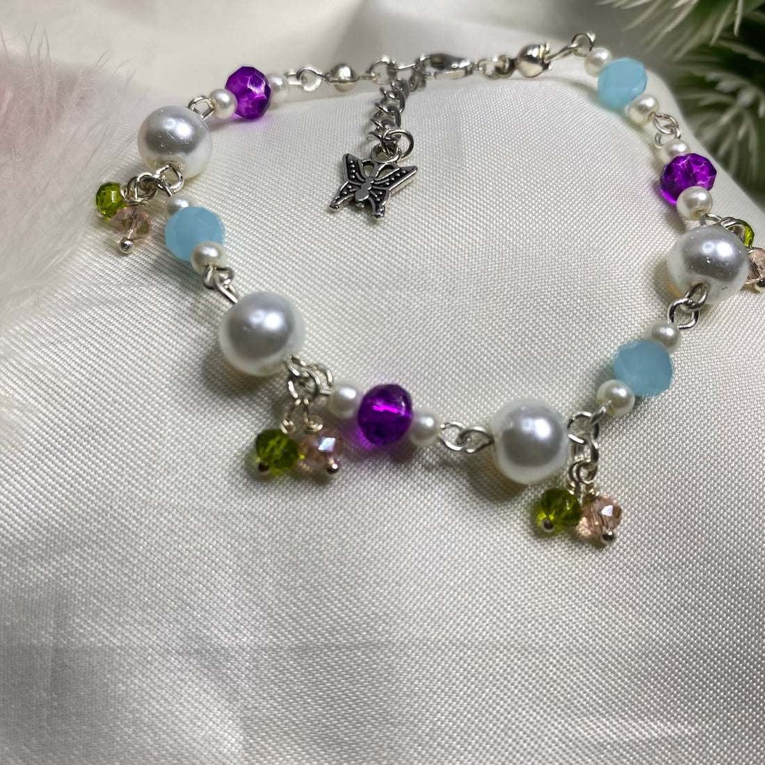 Purple Blue blend Celestial Elegance Beads charms bracelet