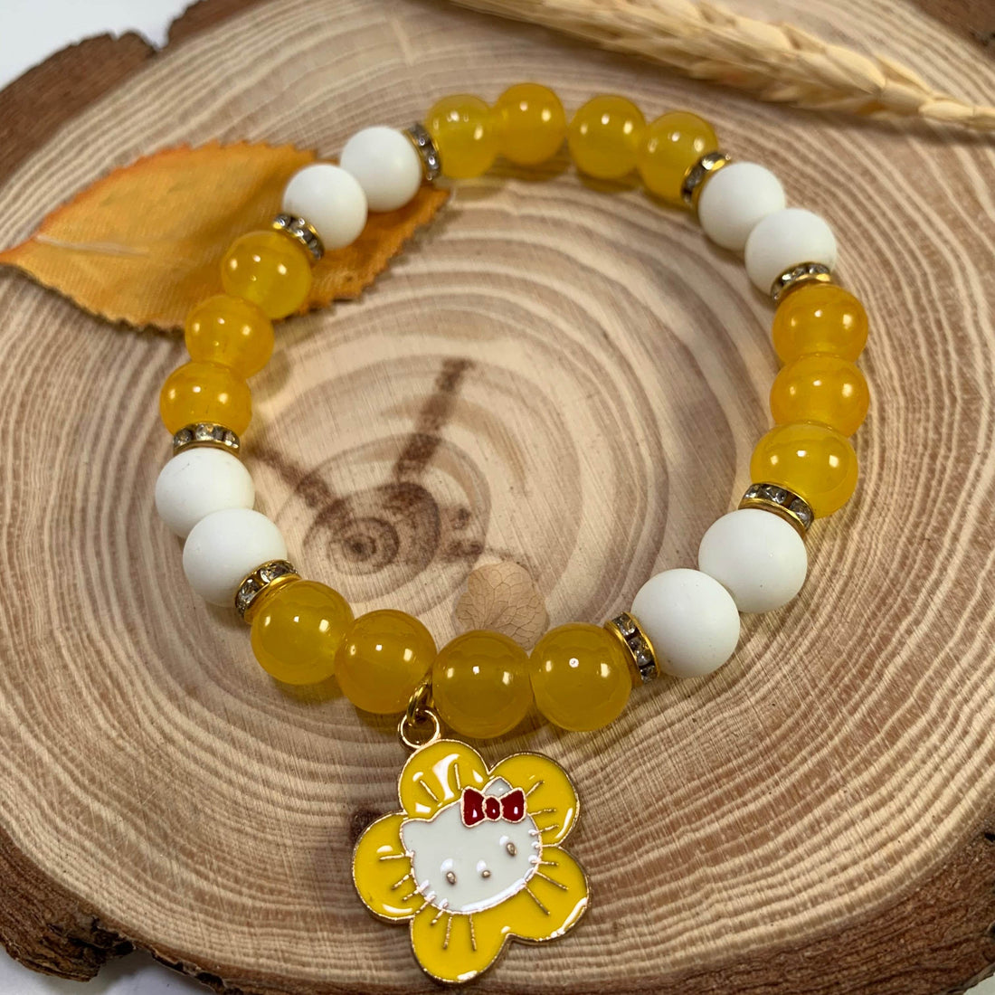 Jelly and mate beads bracelet with charm - Fatatun