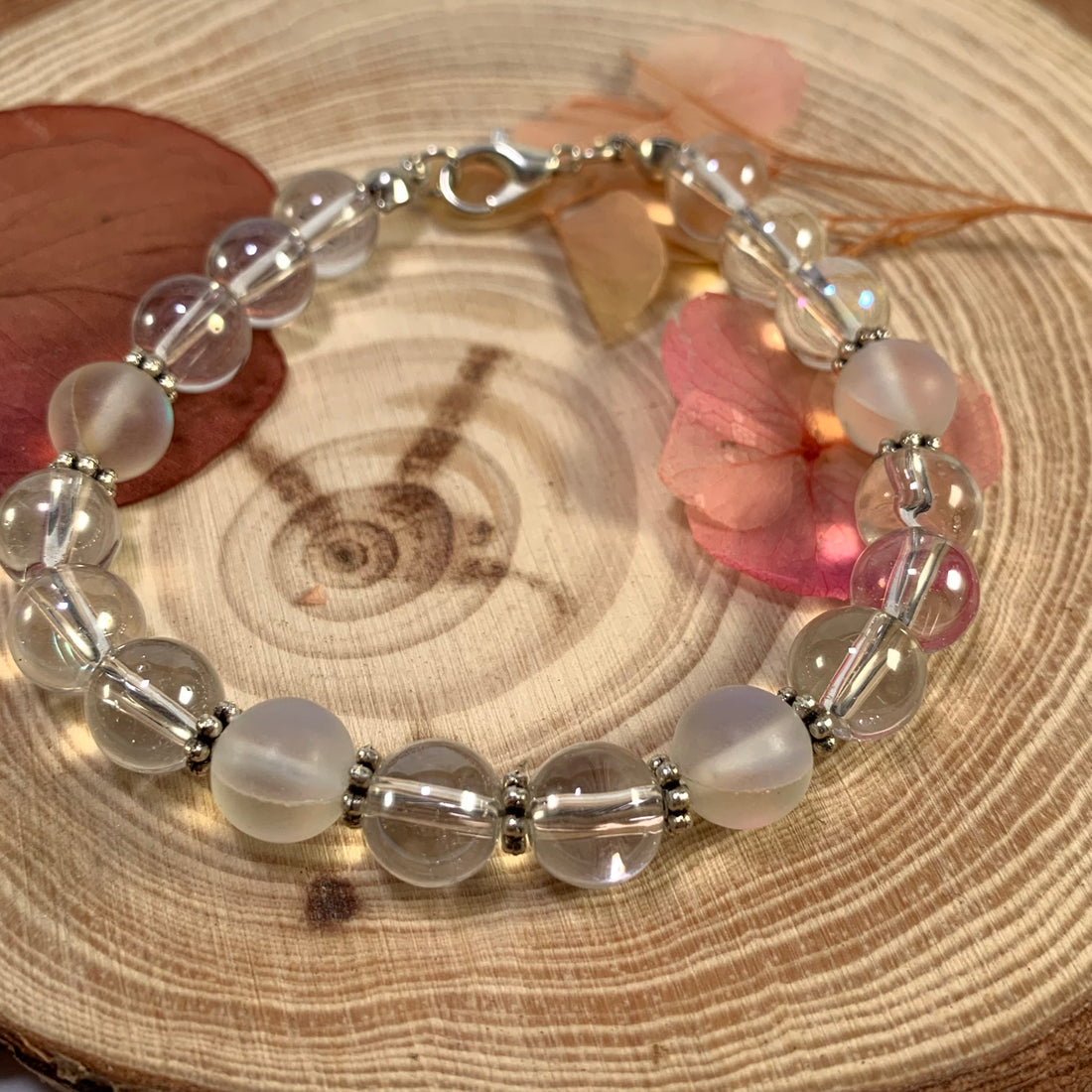 Glass and aura beads bracelet