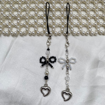 Phone Charms | beaded bow and heart