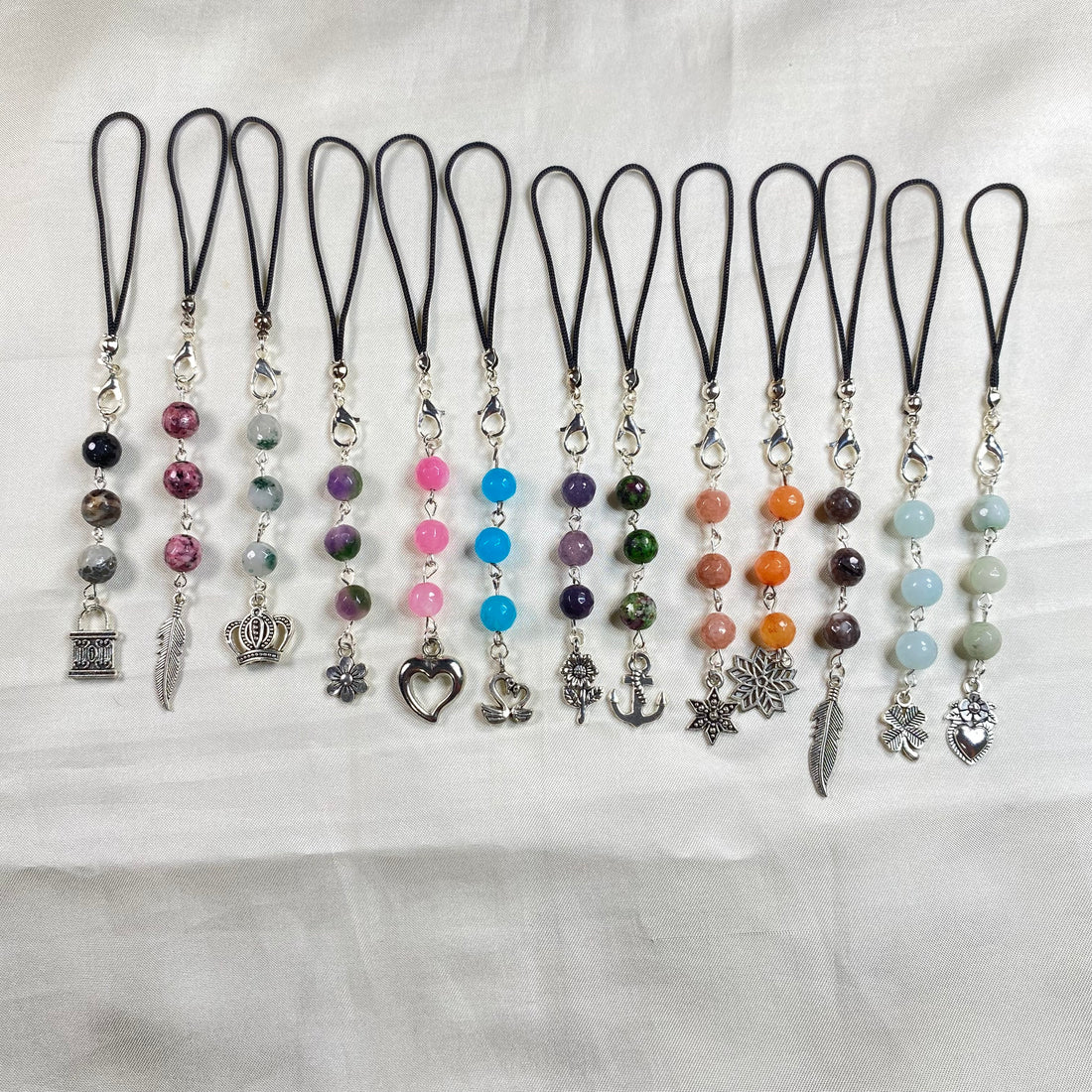 Aesthetic Phone Charms Handmade with Real agates stone beads and oxidised charms Hues Collection