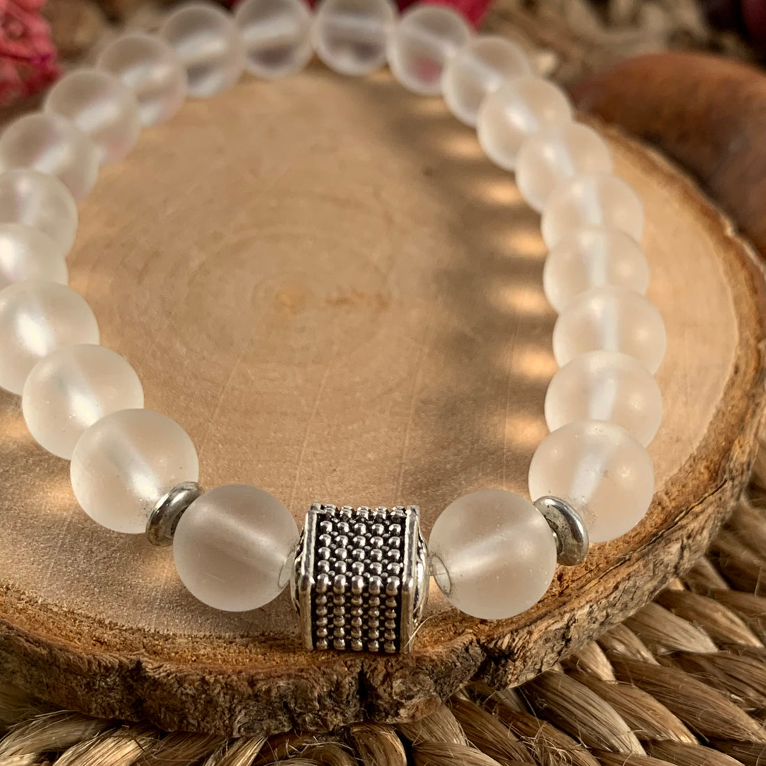 Aura beads bracelet with charm
