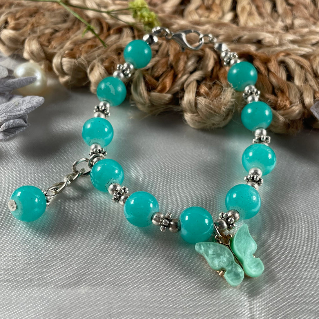 Premium beads bracelet with butterfly charm