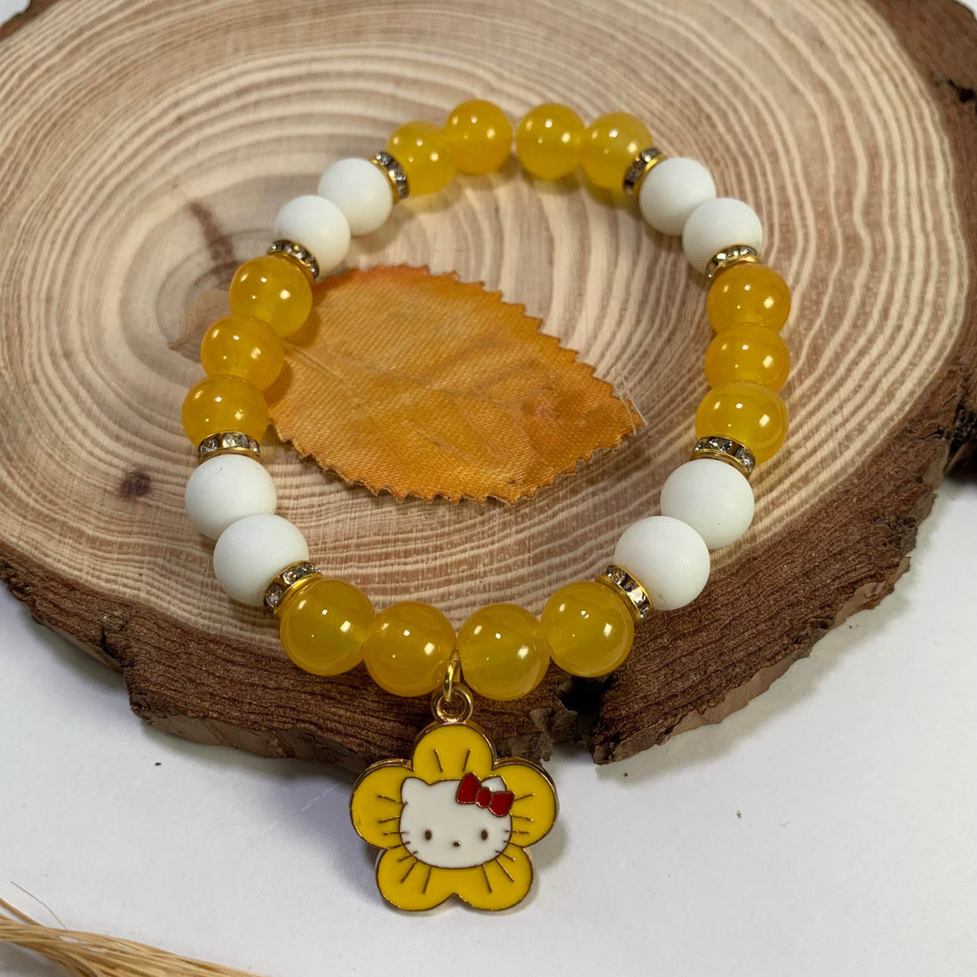 Jelly and mate beads bracelet with charm - Fatatun