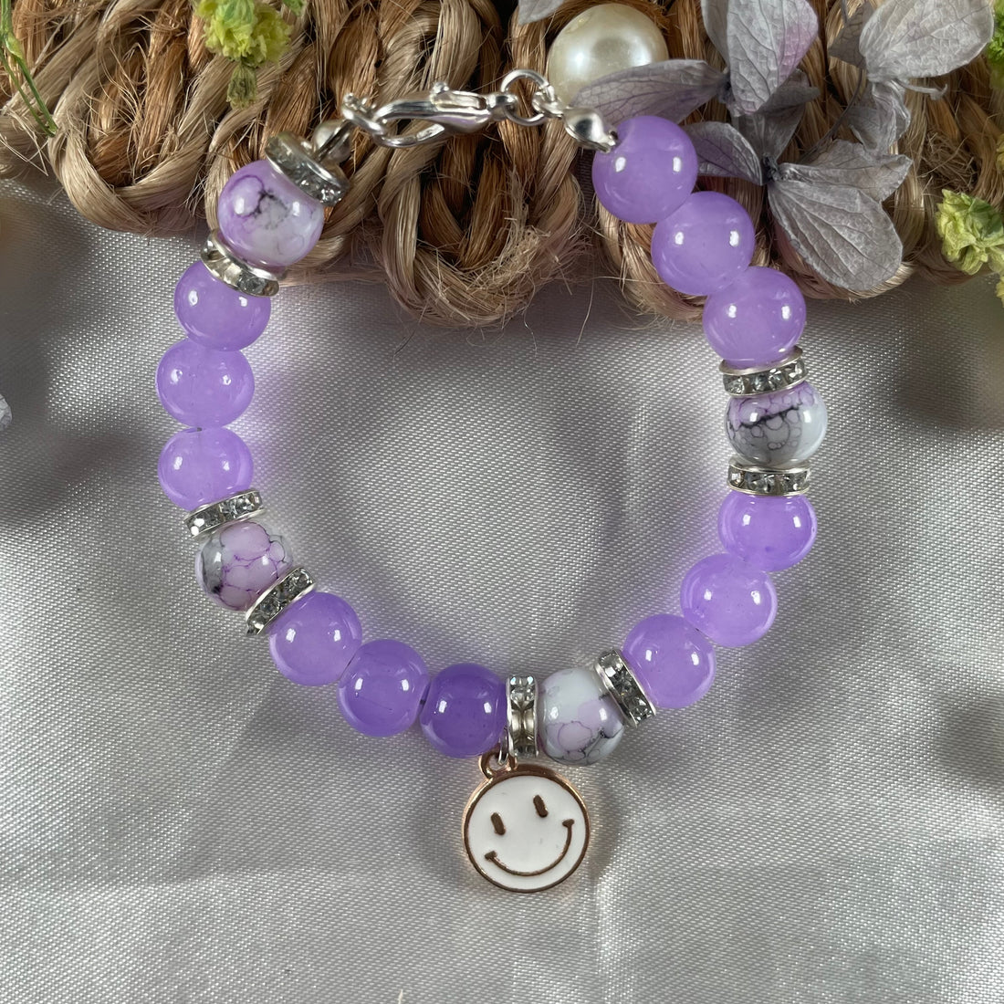 Premium marble and jelly bead bracelet with charm