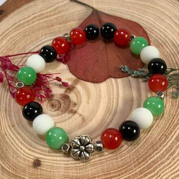 Jelly mix colour beads bracelet with flower charm