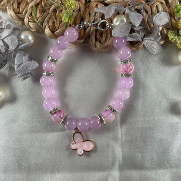 Premium marble and jelly bead bracelet with butterfly charm
