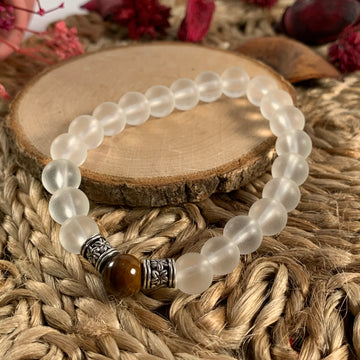 Aura beads bracelet with tiger eye bead