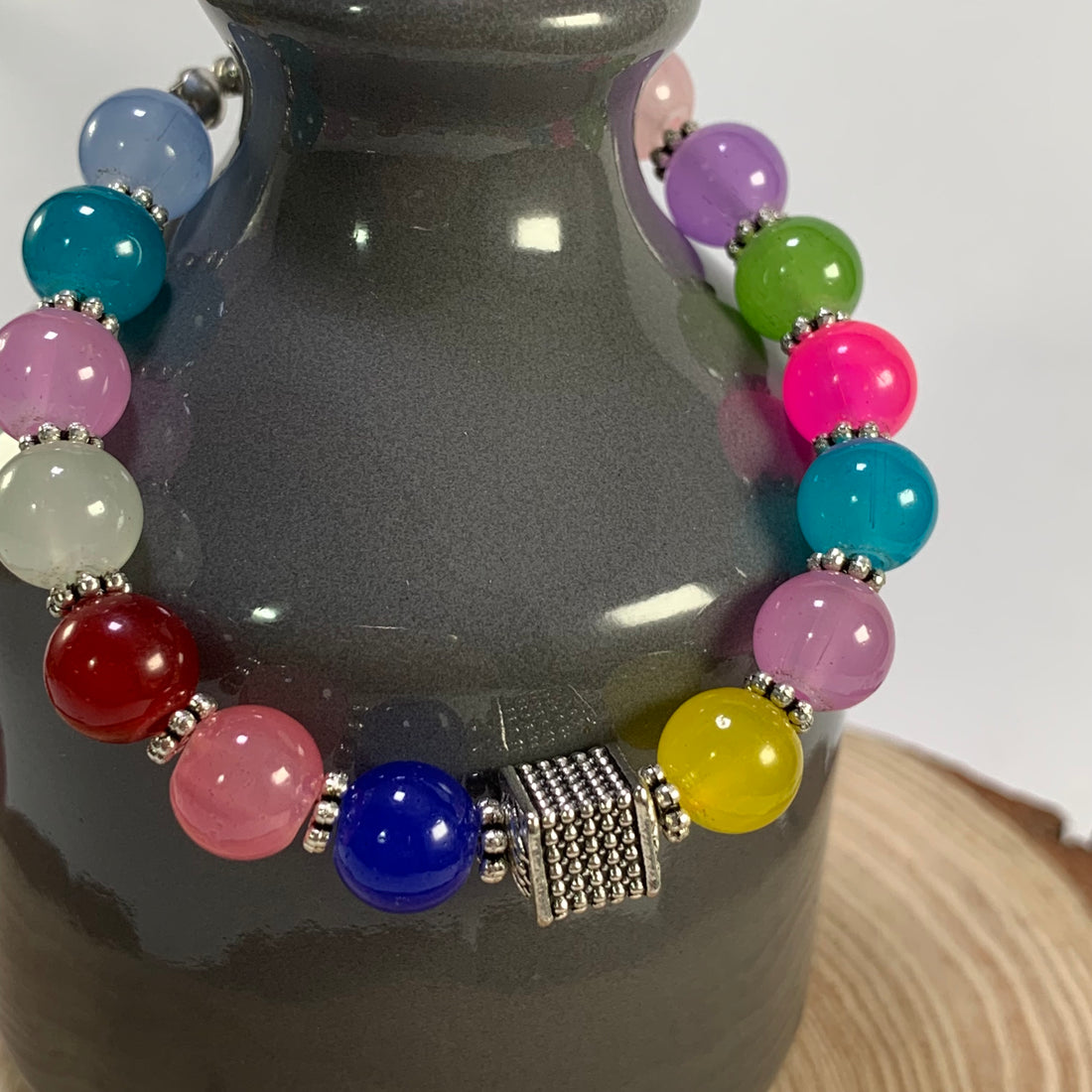 Jelly mix colour beads bracelet with charm