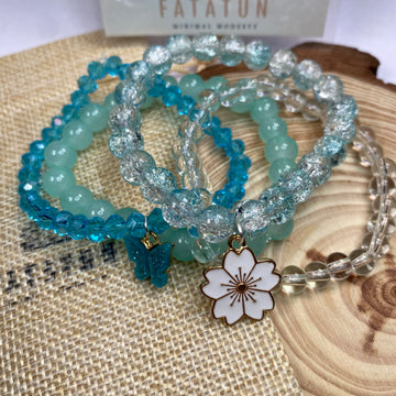 Stack Bracelets| Blue Ocean stackable bracelets with Charms