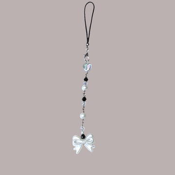 Phone Charms black and white beads with Bow style