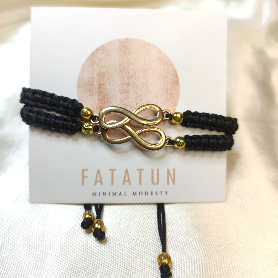 Infinity Bracelet| Macrame design black and Gold colour pair