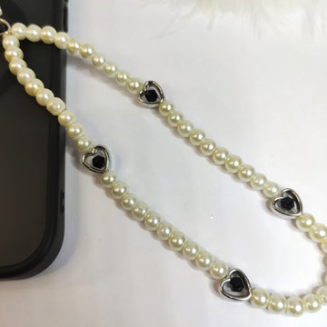 Phone accessories Pearl and Heart with black crystal design