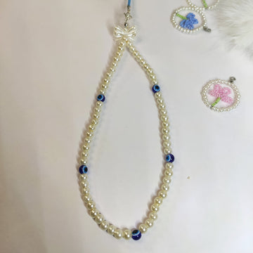 Phone accessories| pearl with Evil eye beads